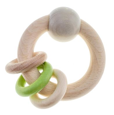 Babyspielzeug Rundrassel mit 3 Ringen BxHxT 9x9x4cm NEU Baby Kinderrassel Knarre