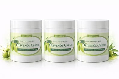 3x250ml BIO-VITAL Olivenöl Hautcreme Körperpflege Oliven Öl Creme Body & Care
