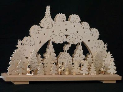 Schwibbogen mit Winterkinder und Beleuchtung BxHxT 50x30x7cm NEU Lichterbogen