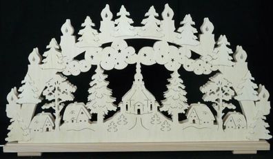 Schwibbogen mit Seiffener Kirche und Beleuchtung BxHxT 70x36x7cm NEU Lichterbogen