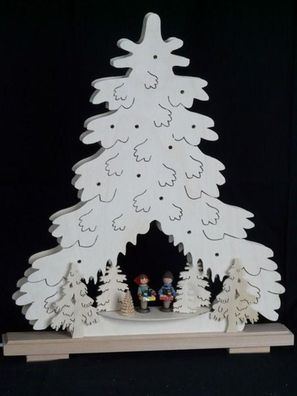 Schwibbogen Tanne mit Striezelkinder und Beleuchtung BxHxT 36x43x7cm NEU Lichterb