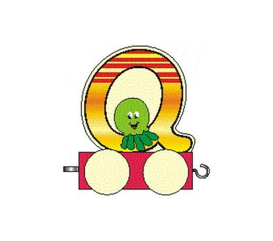 Holzdekoration Holzbuchstabe Q auf Rädern BxLxH 50x30x70mm NEU Geburtstag