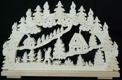 Schwibbogen mit Waldarbeiter und Beleuchtung BxHxT 50x32x7cm NEU Lichterbogen Fen