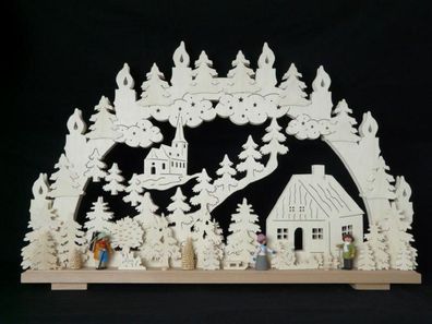 Schwibbogen mit kleinen Figuren und Beleuchtung BxHxT 70x42x7cm NEU Lichterbogen
