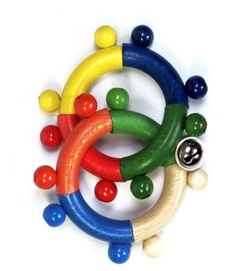Babyspielzeug Motorikrassel 2 Ringe BxLxH 80x35x130mm NEU Babyrassel Motorik