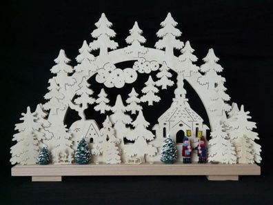 Schwibbogen mit Kirche Laternenkinder und Beleuchtung BxHxT 50x32x7cm NEU