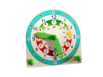 Holzdekoration Lernuhr mit Stunden BxLxH 180x105x180mm NEU Uhr Wecker Holzuhr