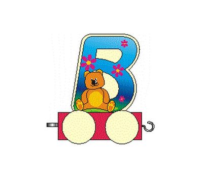 Holzdekoration Holzbuchstabe B auf Rädern BxLxH 50x30x70mm NEU Geburtstag
