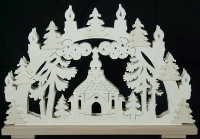Schwibbogen mit Seiffener Kirche und Beleuchtung BxHxT 50x32x7cm NEU Lichterbogen