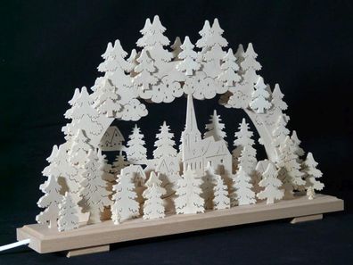 Schwibbogen mit Kirche und Beleuchtung BxHxT 50x31x7cm NEU Lichterbogen