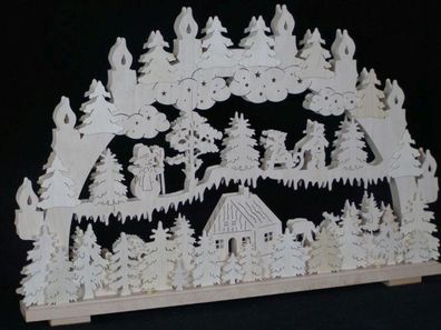 Schwibbogen mit Winterkinder und Schneemann mit Beleuchtung 70x44x7cm NEU