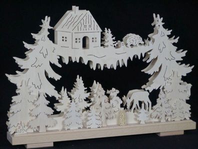 Schwibbogen mit Rehen und Beleuchtung BxHxT 44x31x7cm NEU Lichterbogen Fensterbog
