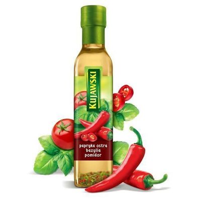Rapsöl mit Chili Tomaten & Basilikum 250ml - Gewürzöl Würzöl - Öl Kujawski