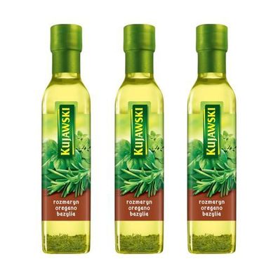Rapsöl mit Rosmarin Oregano & Basilikum 3x 250ml - Gewürzöl Würzöl - Öl Kujawski