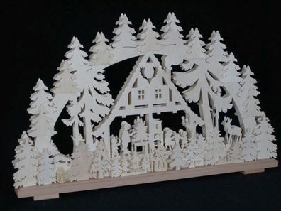 Schwibbogen Haus im Wald mit Beleuchtung BxHxT 70x43x7cm NEU Lichterbogen