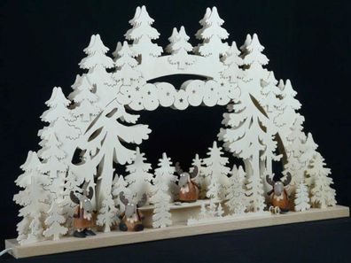 Schwibbogen mit Elche und Beleuchtung BxHxT 70x45x7cm NEU Lich