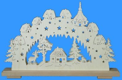 Schwibbogen mit Haus im Wald und Beleuchtung BxHxT 50x32x7cm NEU Lichterbogen Fen