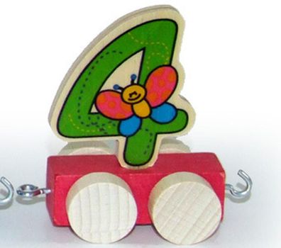 Holzdekoration Zahlenzug Ziffer 4 BxLxH 50x30x70mm NEU Zahl Nummer Ziffer Geburt