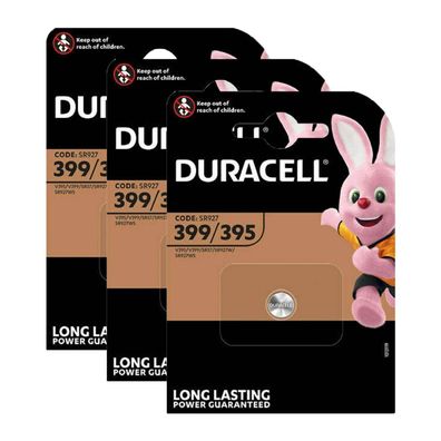 3x Duracell 399 395 Uhrenbatterie 1,55 V SR927 SR57 AG7 LR926 LR927 Knopfzelle