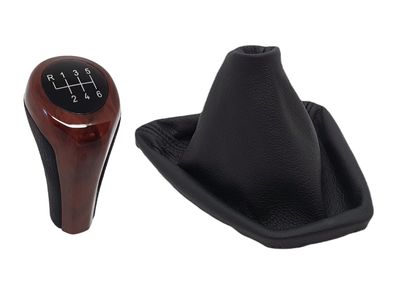 Schaltknauf Holz-Optik 6-Gang Schaltsack Echtleder für BMW 3er E90 E91 E92 E93