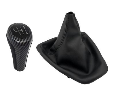 Schaltknauf Carbon-Optik 6-Gang Schaltsack mit Rahmen für BMW E90 E91 E92 E93