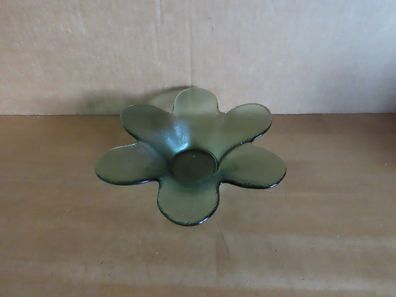 Teelichthalter in Blütenform Glas grün ca.16 cm Ø