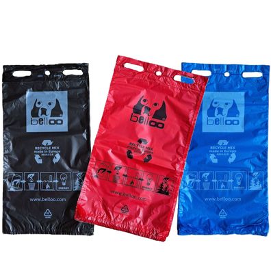 Hundekotbeutel mit Recycling-Anteil - Rot Blau Schwarz - Reißfest Umweltfreundlich
