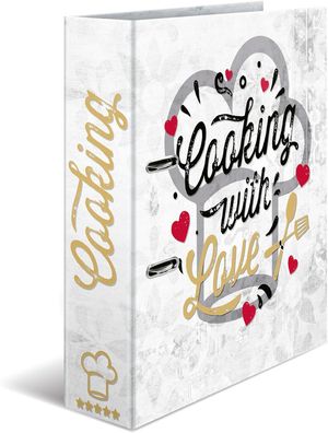 HERMA 19669 Rezeptordner A4 zum Selberschreiben Cooking with Love, 7 cm breit, Rezept