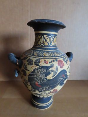 Vase Amphore Reiseandenken mit Tier Plombe am Griff ca. 15,8cm H
