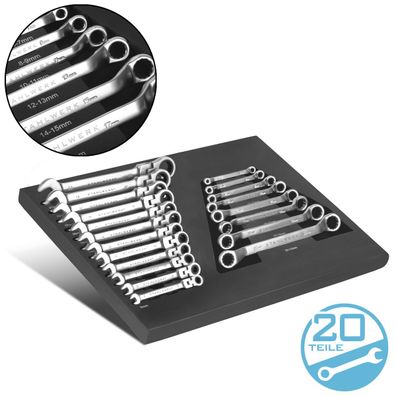 Stahlwerk Werkzeugeinlage 20-teiliger Schraubenschlüssel-Satz Weichschaumeinlage