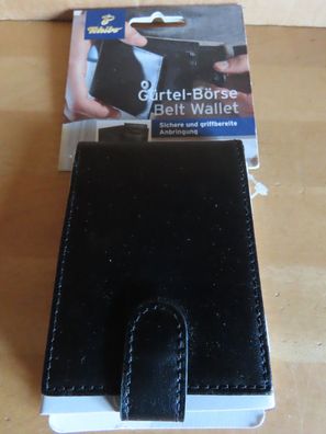 Gürtel-Börse schwarz Geldbörse Praktische Fachaufteilung Tchibo Leder