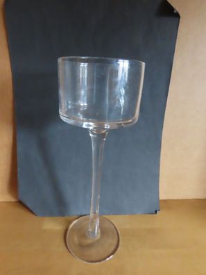 Teelichthalter Glas Kerzenständer klar Dekoglas auf hohem Fuß ca.25 cm H