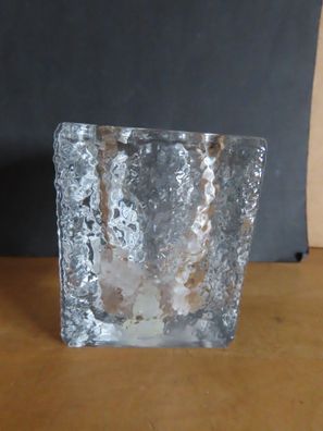 Teelichthalter Glas Windlicht schwer klar Quatratisch rau ca.7 cm H