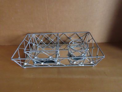 Kerzenhalter Lavisch Metallkorb silberfarben mit Spiegel 3 Teile PartyLite