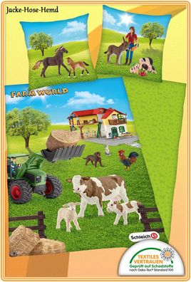 Bauernhof Bettwäsche Farm World Schleich Traktor Kuh Hund Schweine Gr.135x200 cm NEU