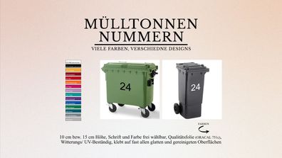 Hausnummer Mülltonne Buchstaben Klebezahlen Aufkleber Sticker- viele Farben