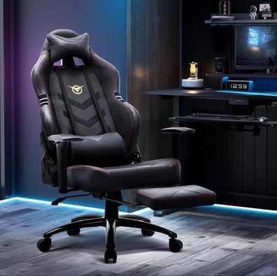 COLAMY Gaming-Stuhl XXL Bürostuhl 159 kg Belastbar Ergonomisch mit Fußstütze 3D