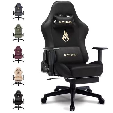 Symino Gaming Stuhl Ergonomischer Schreibtischstuhl mit Fußstütze Stoff Gamingstuhl
