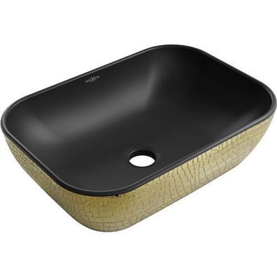 Mexen Rita Aufsatzwaschbecken Oval 45x32 cm Schwarz/Gold Keramik Matt