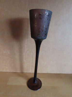 Teelichtglas Windlicht Votivkerzenhalter ca.25cm hoch braun Glas Muster