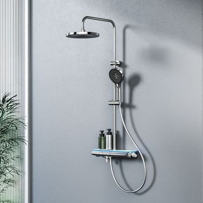 EMKE® Duschsystem Mit Thermostat LED Licht Duschset Anzeige der Temperatur