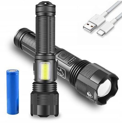 Rosfix LED Taschenlampe Black Sniper – 6 Modi, 2300 lm, USB, IPX4, Zoom