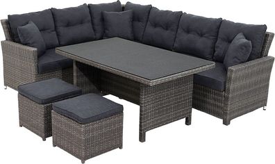 Loungeecke Rocking 5tlg grau-braun-meliert