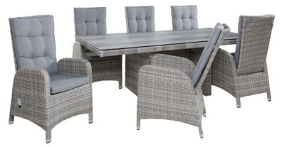 Tischgruppe Nizza White Grey Tisch 6 Stühle Dining Set