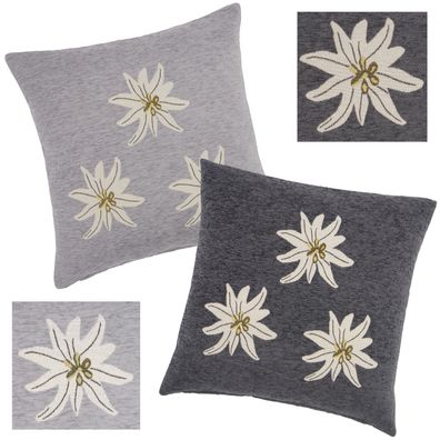 Kissenbezug Kissenhülle 45x45 Kissen Landhaus Edelweiß Dekokissen Hossner