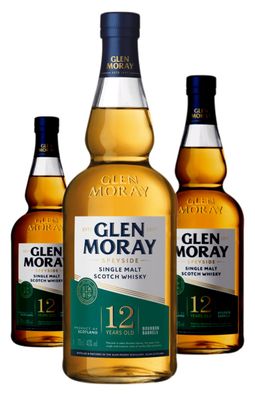 3 x Glen Moray Speyside Single Malt 12 Years