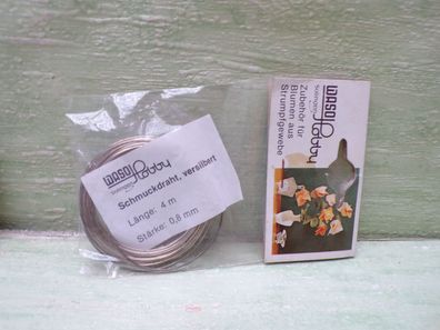 Schmuckdraht versilbert Wasoj Solingen 4m 0,8mm Zubehör Blumen Strumpfgewebe