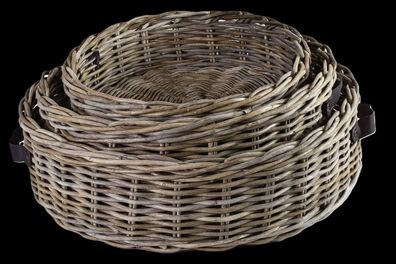 Rattan Tablett Set „Damon“ - 3-teilig, rund in verschiedenen Größen