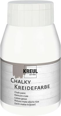 KREUL 75111 - Chalky Kreidefarbe, White Cotton, 500 ml Kunststoffflasche, sanft - mat