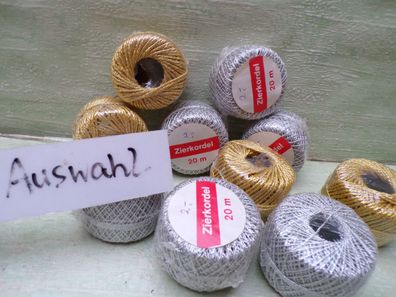 20m gedrehte Zierkordel silber / gold Auswahl OVP
